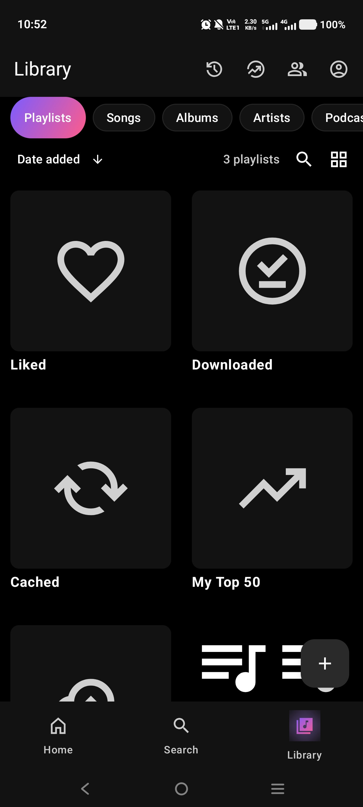 MG Music library screen