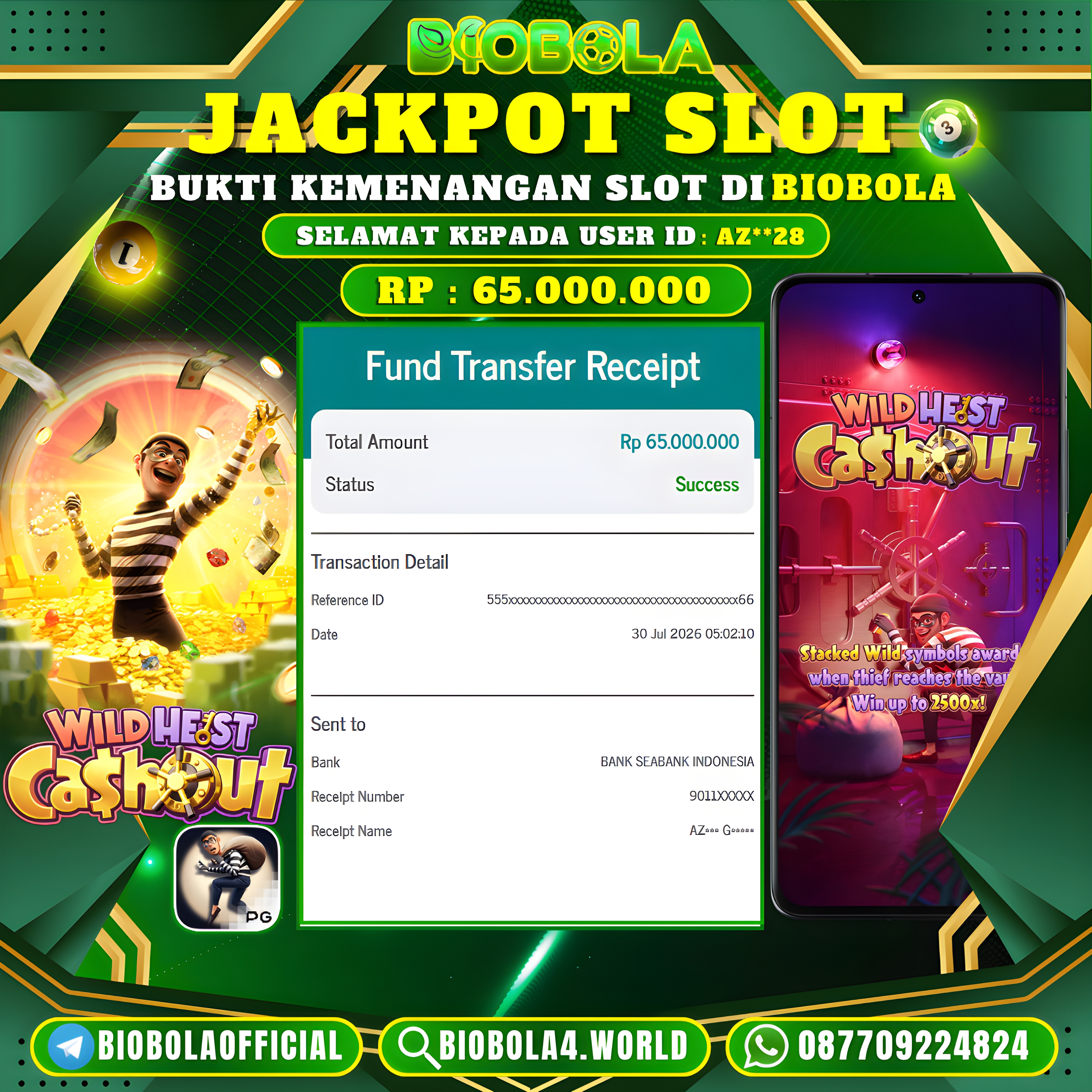JP " Wild Heist Cashout " ( PG SOFT ) 65.000.000 JT BIOBOLA DI BAYAR LUNAS !!