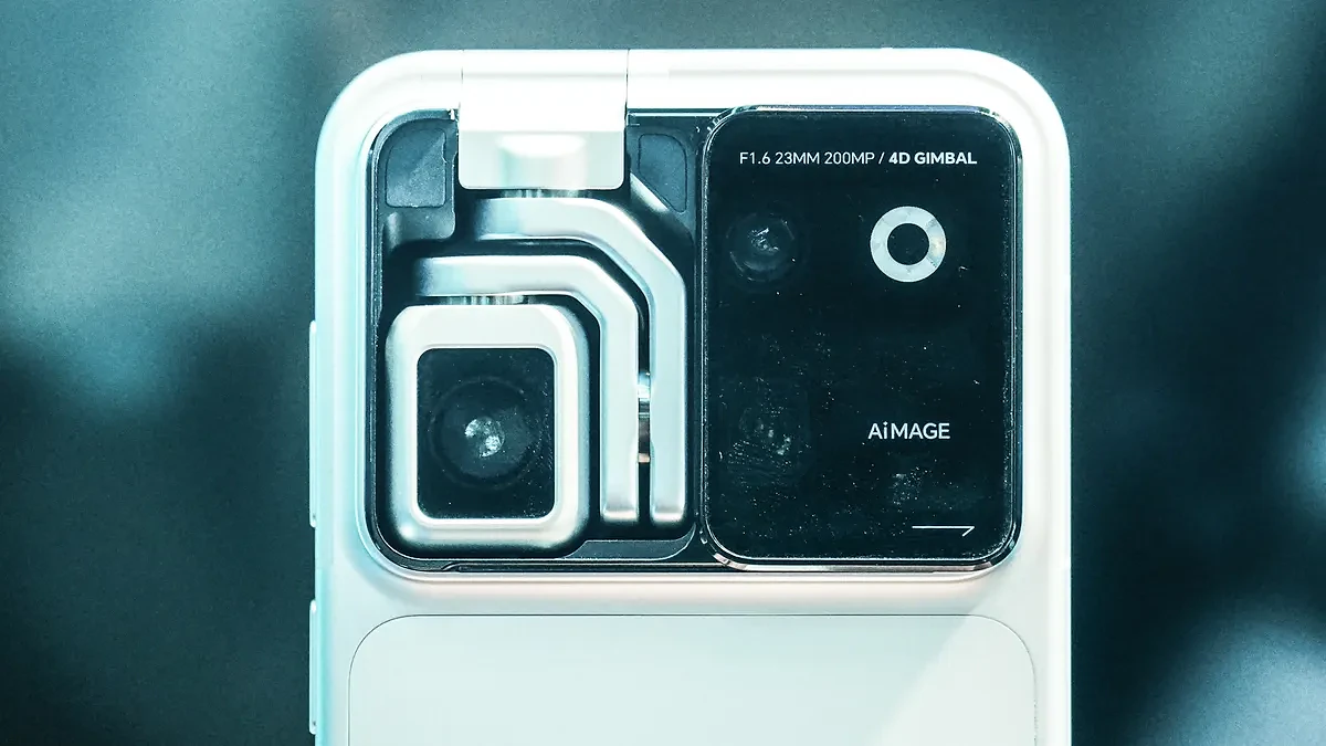 SHANGHAI, CHINA - JULY 20 2026: A view of Honor's robot phone exhibited at the World AI Conference in Shanghai, China, Monday, July 20, 2026. The smart phone features a four-degree-of-freedom robotic gimbal, which enables 360-degree subject tracking and AI-powered cinematic camera movements. (Photo credit should read LONG WEI/ Feature China/Future Publishing via Getty Images)