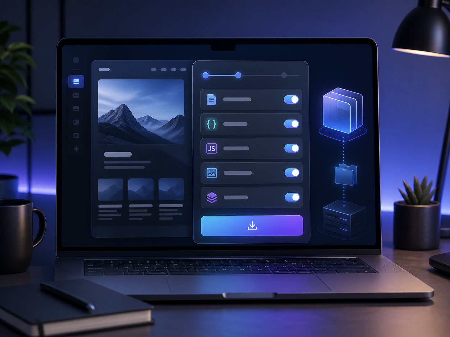Framer export settings on a laptop
