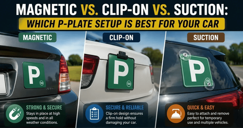 Magnetic vs. Clip-On vs. Suction Which P-Plate Setup Is Best for Your Car.2