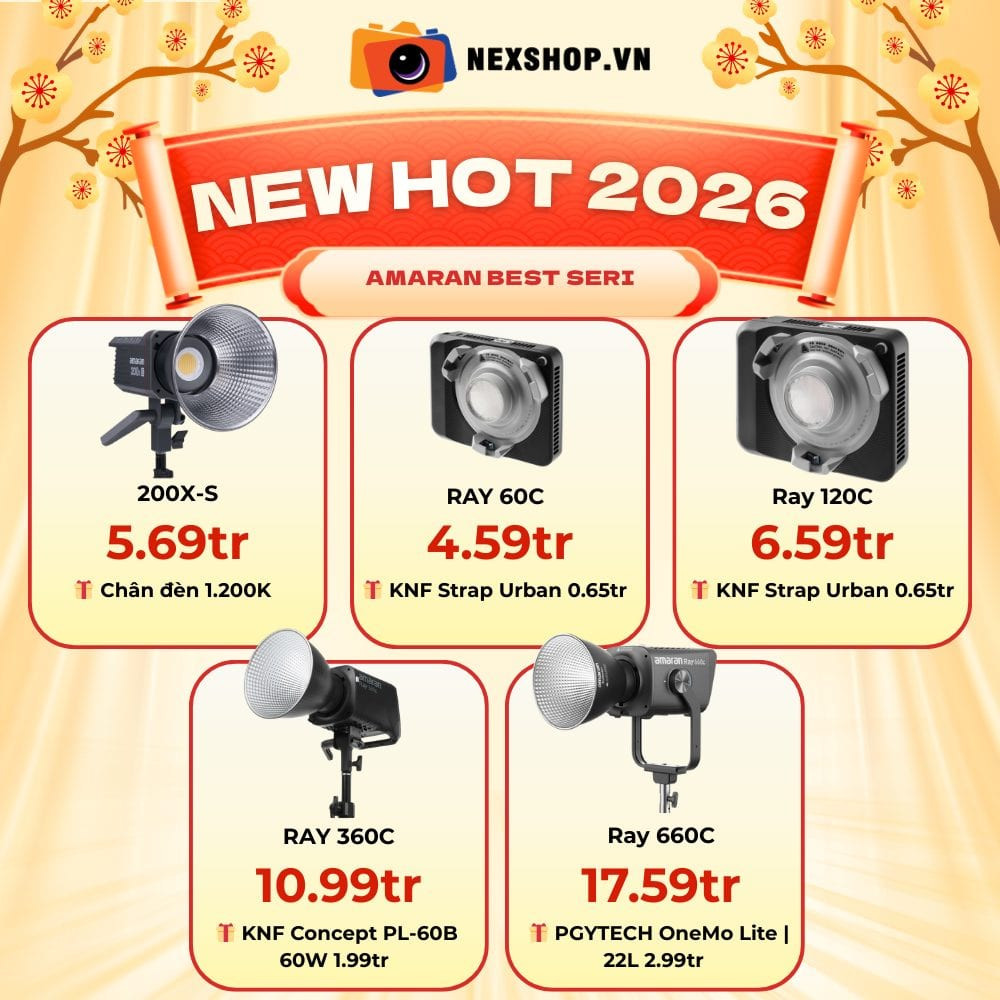Đèn amaran Halo 600x với softbox lớn, cho cường độ ánh sáng mạnh mẽ