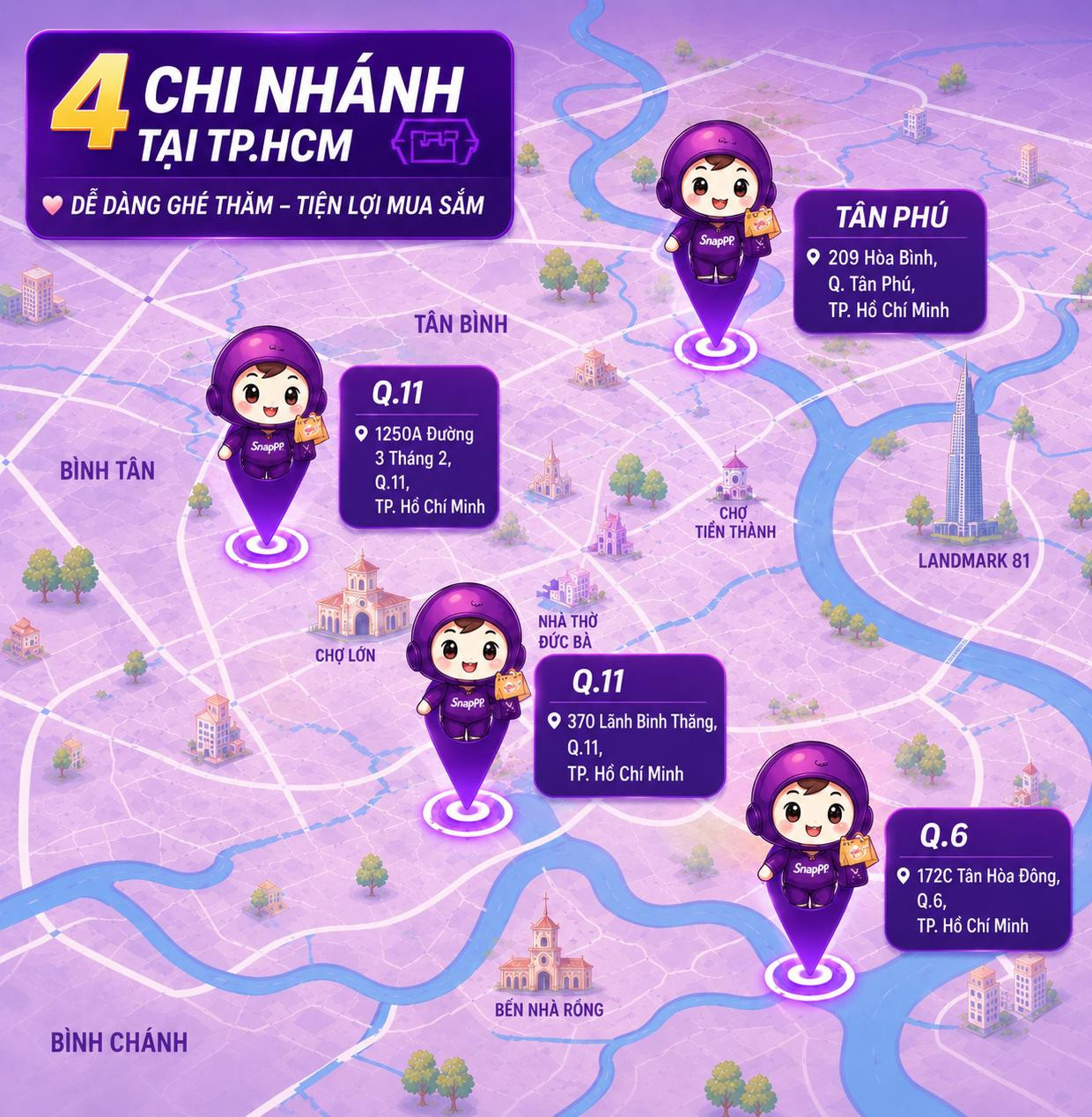 Hệ thống 4 chi nhánh Snapshop tại TPHCM