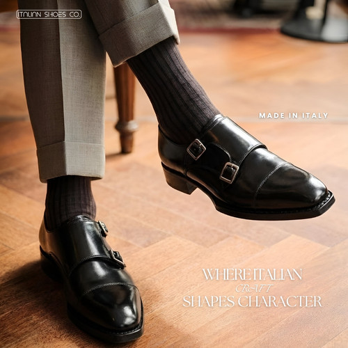 Formal Monk Strap Shoes with Genuine Leather Finish.jpg