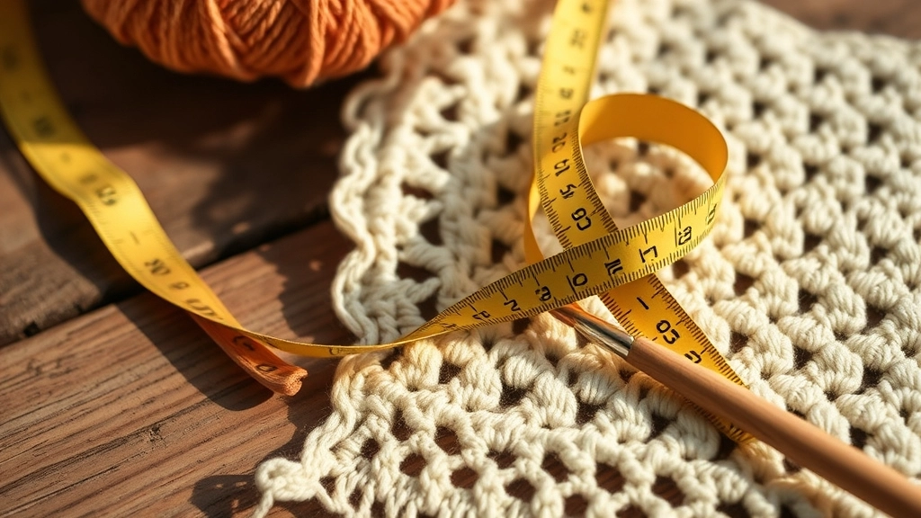 A soft yellow measuring tape draped over a textured crochet bralette cup on a rustic wooden table.