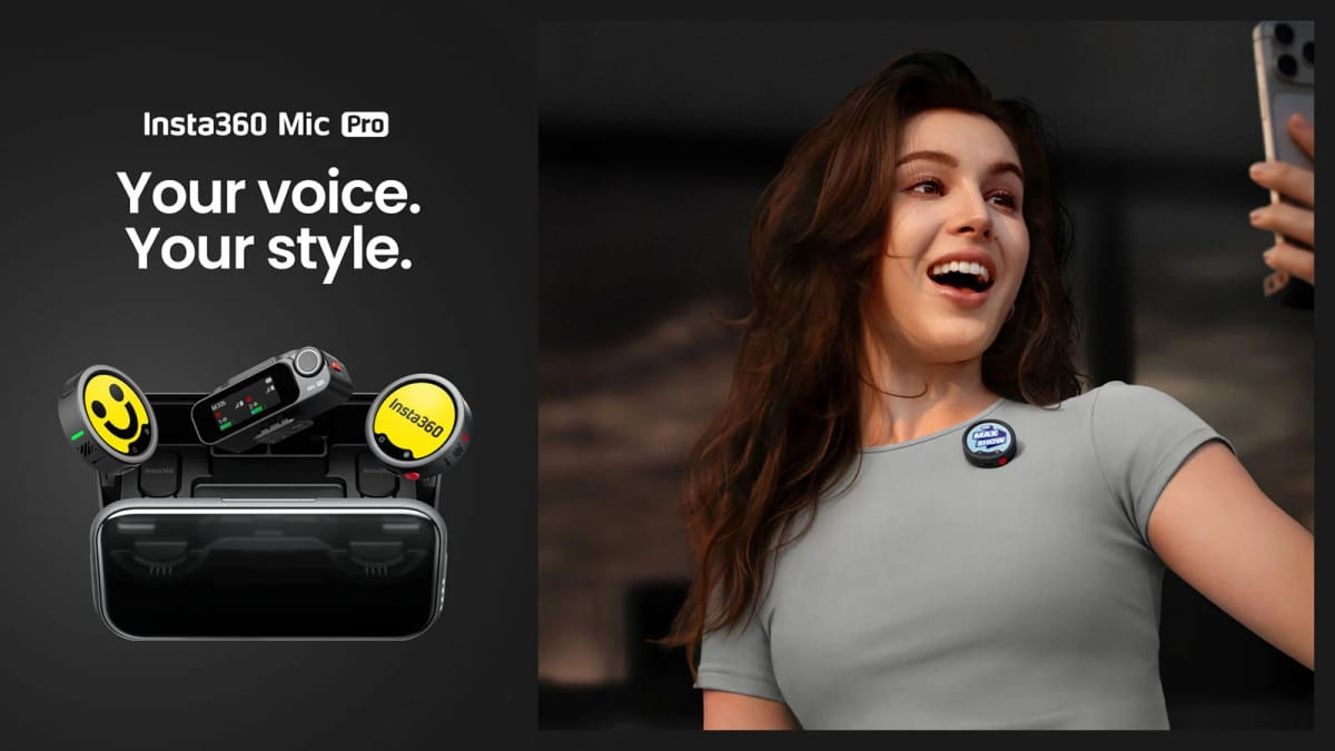 Insta360 Mic Pro được gắn lên máy ảnh, sẵn sàng cho các cảnh quay chuyên nghiệp.