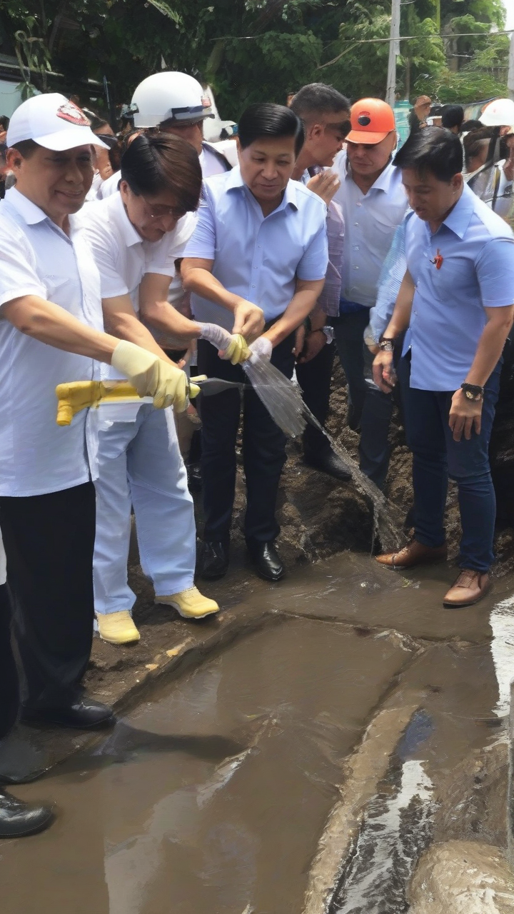 Marcos inspects drainage improvement work in QC