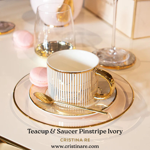 Elegant Teacup & Saucer Pinstripe Ivory for Timeless Table Settings.jpg