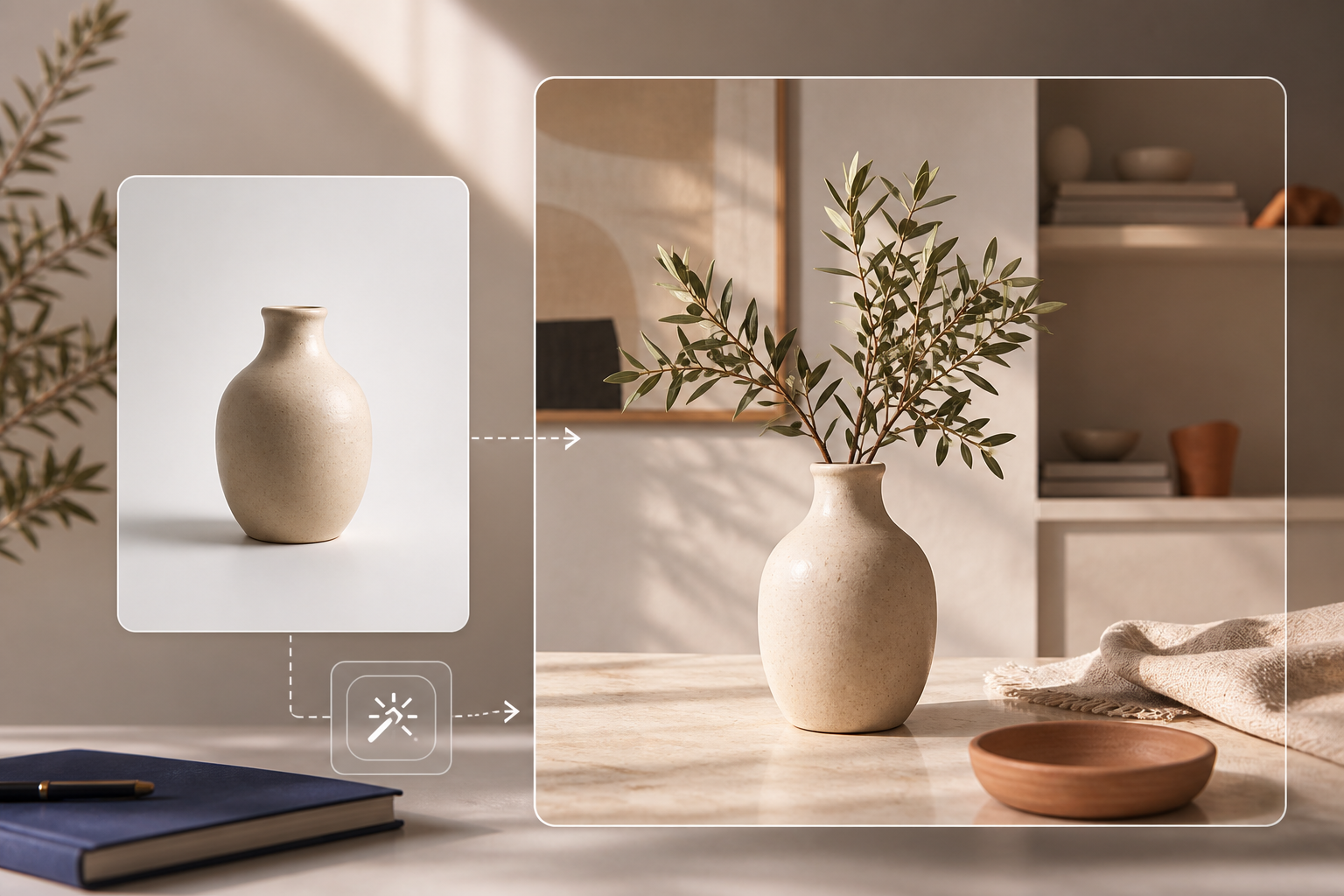 Lifestyle product placement with AI editing
