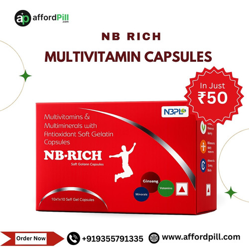 Good health is important for everyone, but busy lifestyles can make it difficult to maintain proper nutrition every day. Long working hours, fast food habits, and stressful schedules may affect healthy routines. This is why many people look for simple ways to support their daily wellness goals. NB RICH Multivitamin Capsules are becoming a popular choice for individuals who want nutritional support as part of their routine.

At Affordpill, users can find NB RICH Multivitamin Capsules for everyday health needs and wellness support. Many people prefer products that are easy to use and fit naturally into their daily lifestyle. Small healthy habits, balanced meals, exercise, and proper care can make a difference over time. Daily wellness support can help people stay focused on healthier living goals and maintain active routines.

Order Now:-https://www.affordpill.com/products/nb-rich
E-mail :-info@affordpill.com
Address :-  D-67, Sector-6, Noida, Uttar Pradesh - 201301
Content No:- +91 9355791335, 9818310317
