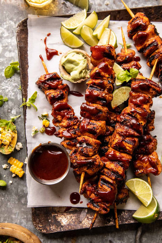 Spicy Beer BBQ Chicken Skewers with Avocado Corn and Feta Salsa 1.jpg