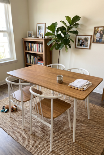 Torvi oak dining set from DHS with a warm tabletop and white frame.png