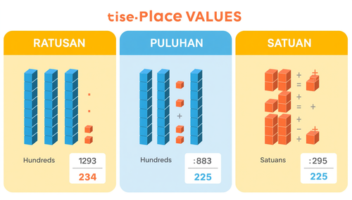 Ilustrasi pendidikan matematika yang menunjukkan tempat nilai ratusan, puluhan, dan satuan. Gambar m.png