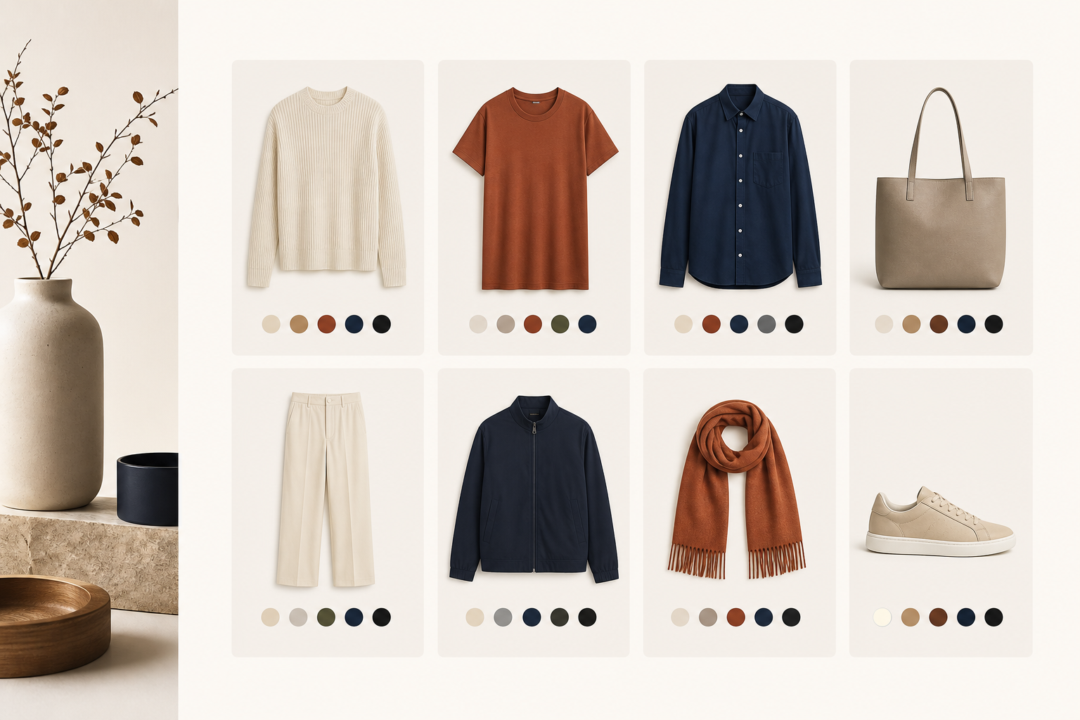 Editorial still life with color swatches