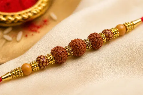 3 premium rudraksh beaded rakhi for brother handmade designer original imahmry5zypmhxjn.webp