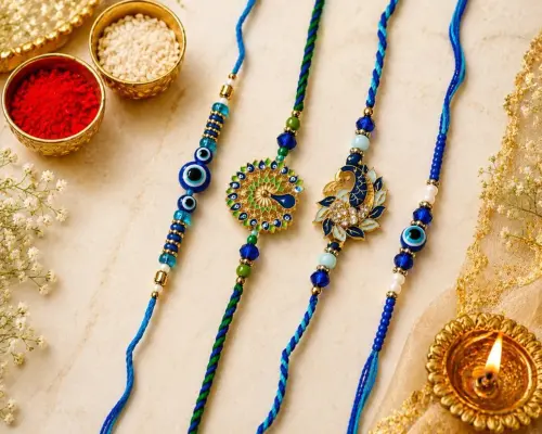 4 designer rakhi combo pack of 4 for brother fancy peacock original imahnjgpbdgjdthw.webp