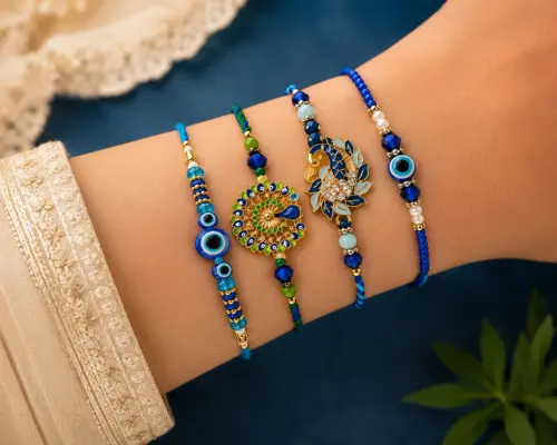 4 designer rakhi combo pack of 4 for brother fancy peacock original imahnjgpsxfydhsh.webp