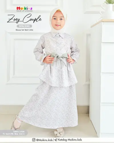 ZOEY BLOUSE SKIRT KIDS KIRBY GREEN.webp