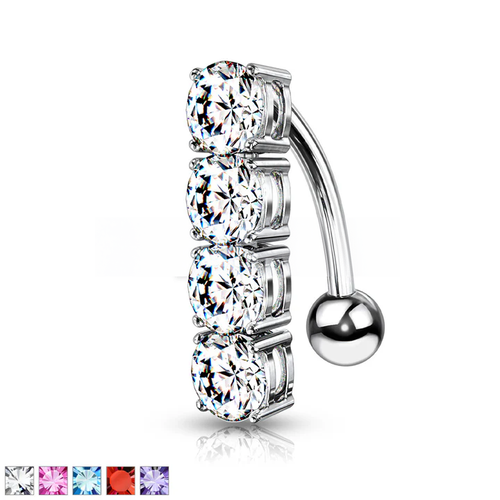 316L Surgical Steel 316L Surgical Steel 4 Gems Top Drop Belly Button Ring.png