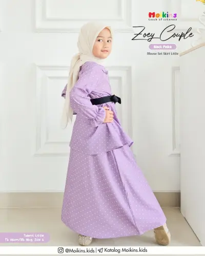 ZOEY BLOUSE SKIRT KIDS BLACK POLKA.webp