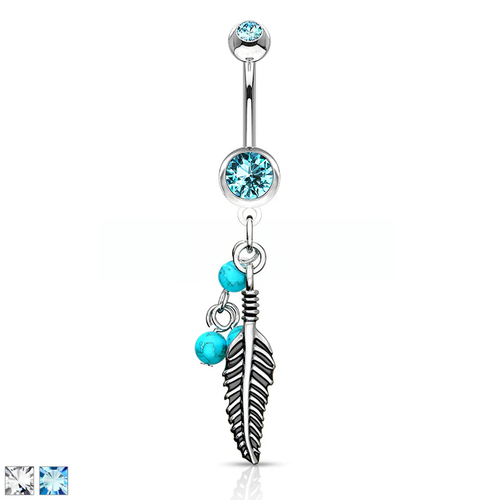 316L Surgical Steel 316L Surgical Steel Feather Dangle With Blue.png