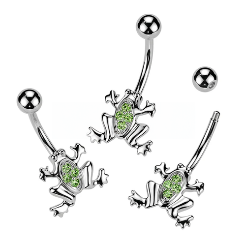 316L Surgical Steel 316L Surgical Steel Gemmed Frog Belly Button Ring.png