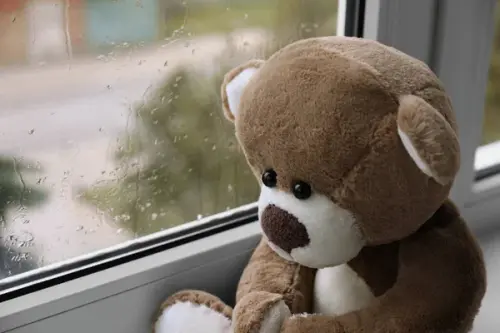 depositphotos 652370318 stock photo cute lonely teddy bear windowsill.webp