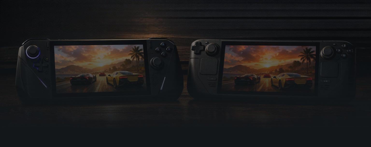 Legion Go S and Steam Deck OLED side by side running Forza Horizon 6