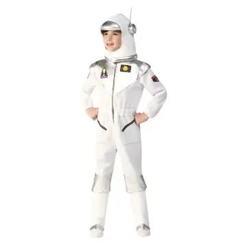 Kids Astronaut Costume with Helmet and Antenna - White Space Explorer Jumpsuit.webp