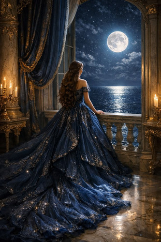 princess at night looking through the window Fantasy moonlight princess fairytale.jpg