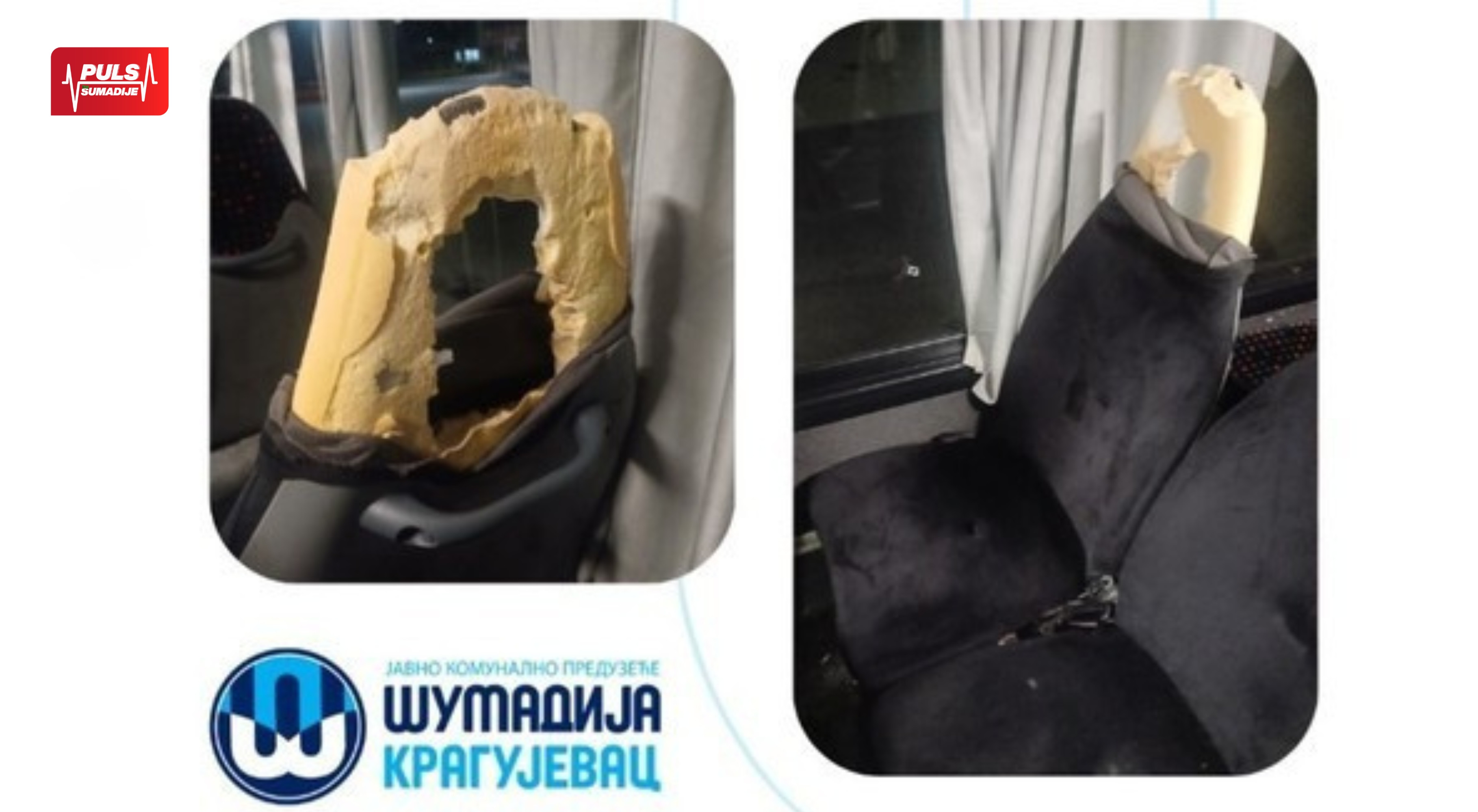 Vandalsko ponašanje u autobusu gradskog prevoza, JKP Šumadija apeluje na građane da čuvaju imovinu