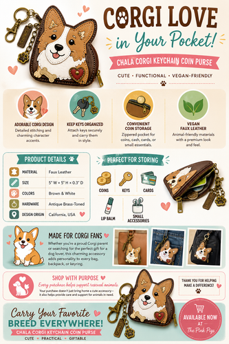 Chala Corgi Keychain Coin Purse – Cute Corgi Accessory for Dog Lovers.png