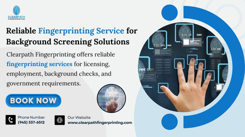 Clearpath Fingerprinting offers reliable fingerprinting services for licensing, employment, background checks, and government requirements. Located in Addison and serving the DFW metroplex, we ensure accurate fingerprint submissions, fast processing, and exceptional customer service.

https://clearpathfingerprinting.com/
