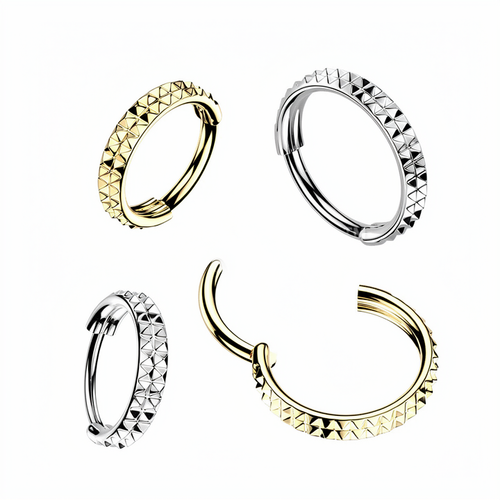 Titanium Hinged Segment Hoop Ring With Double Lined Outward Facing Pyramid Cuts 16ga 20ga.png