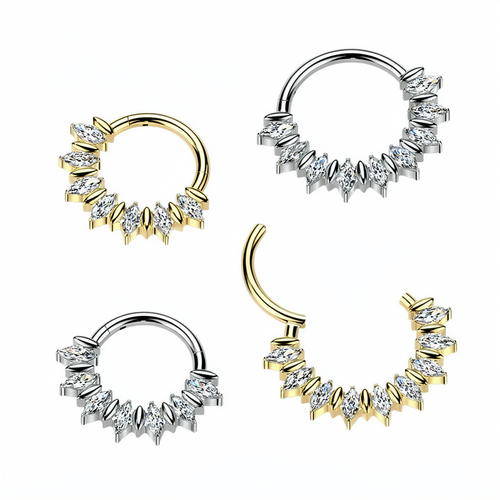 Titanium Hinged Segment Hoop Ring With Marquise CZ and Round CNC Set CZ Fan.png