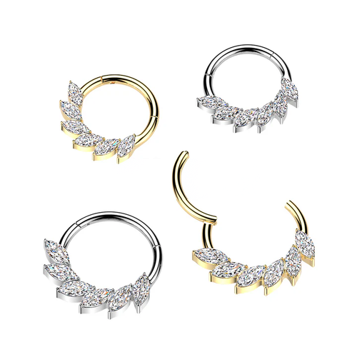 Titanium Hinged Segment Hoop Ring With Marquise CZ Swirl Fan.png