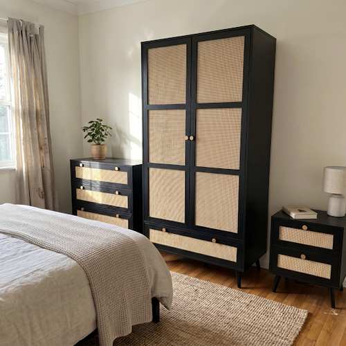 Bedroom Furniture Set for First Flat Bedroom Setup - Wovena Black 3 Piece Rattan.png