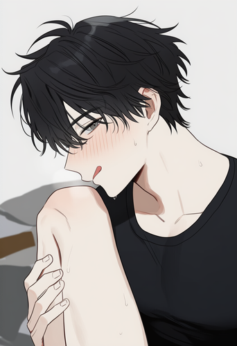 1boy solo male focus short hair black hair messy hair anime style pov le s 3600197619.png