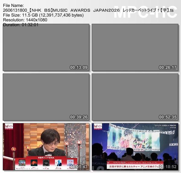 MUSIC AWARDS JAPAN2026 レッドカーペットライブ!  (NHK BS 2026.06.13)