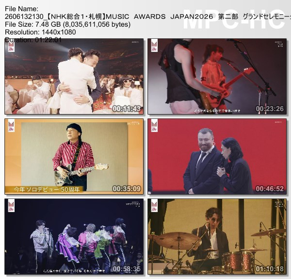 MUSIC AWARDS JAPAN 2026 第二部 グランドセレモニー生中継 (NHKG 2026.06.13)