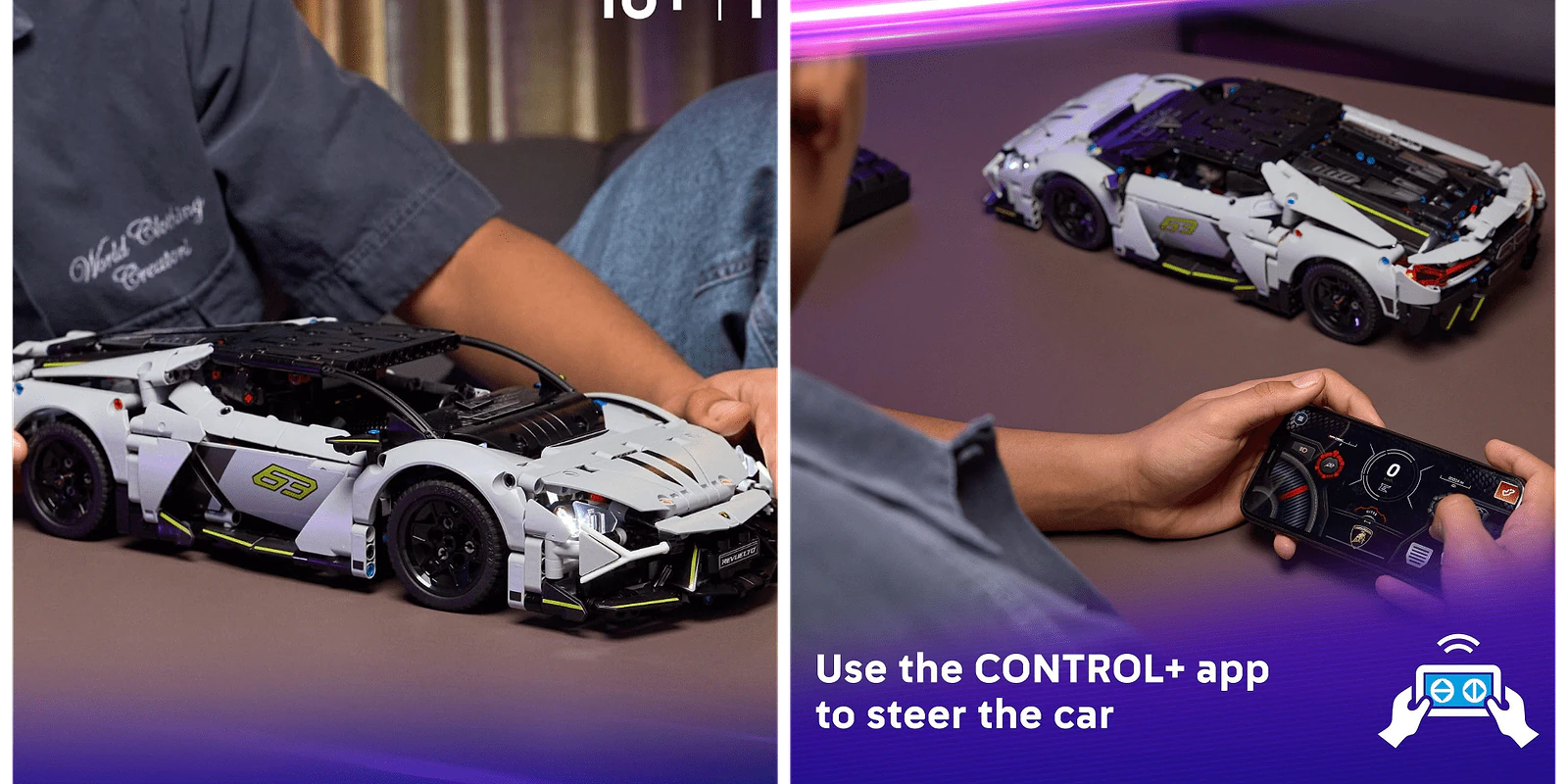 A person playing with a toy car