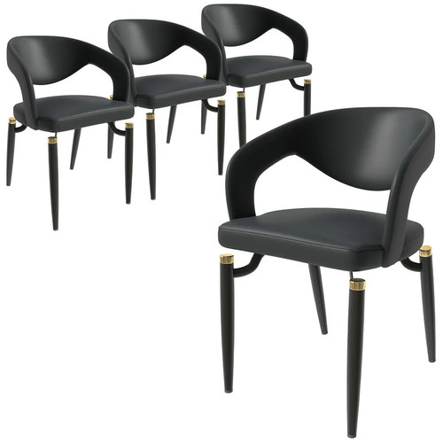 Leather Dining Chair Open Back Design Side Chair with Black Iron Legs Set of 2 (1).jpg