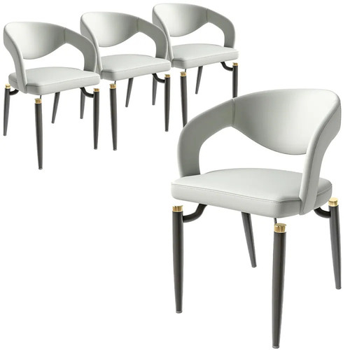 Leather Dining Chair Open Back Design Side Chair with Black Iron Legs Set of 2 (2).jpg