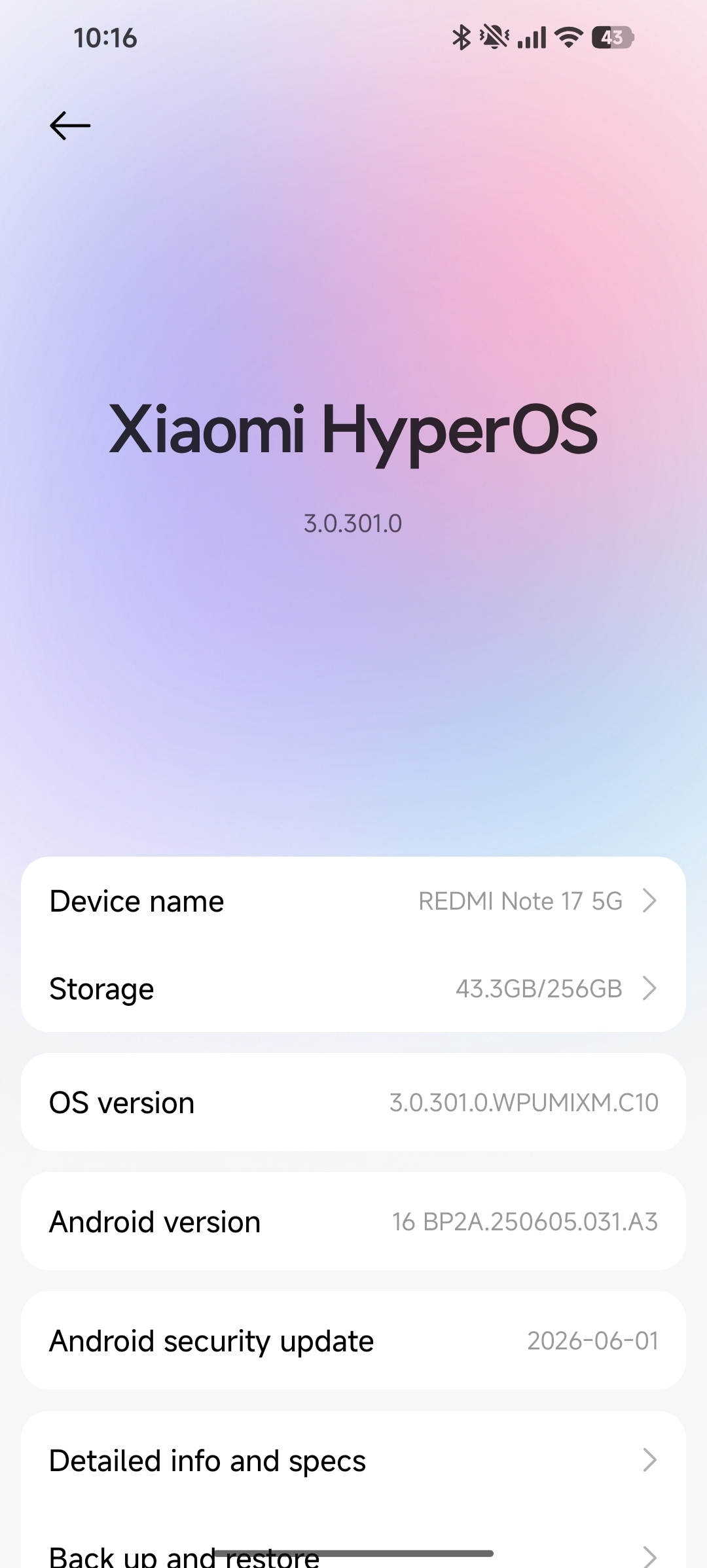 Redmi Note 17 5G OS, Android 16
