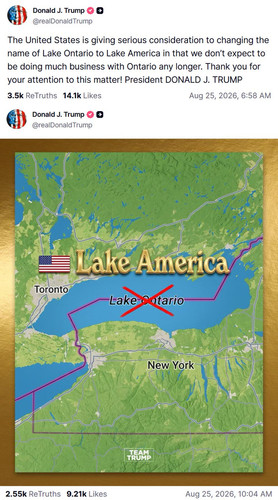Trump considering changing the name of Lake Ontario to Lake America.jpg