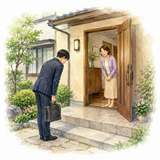 8. 伺います（うかがいます）— berkunjung; bentuk merendahkan diri