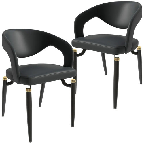 Leather Dining Chair Open Back Design Side Chair with Black Iron Legs Set of 2.jpg