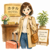 3. ホテルに泊まります（ホテルにとまります）— menginap di hotel