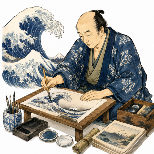 27. 葛飾北斎（かつしかほくさい）— Katsushika Hokusai, pelukis ukiyo e terkenal.png