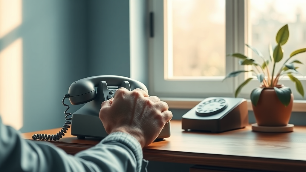 Un client aine decroche son telephone fixe a la maison